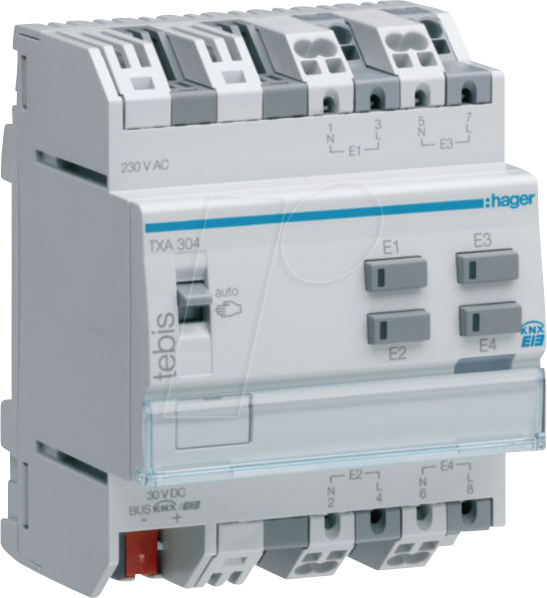 HAGER TXA304 - Binäreingang 4fach, 230V~, REG, KNX
