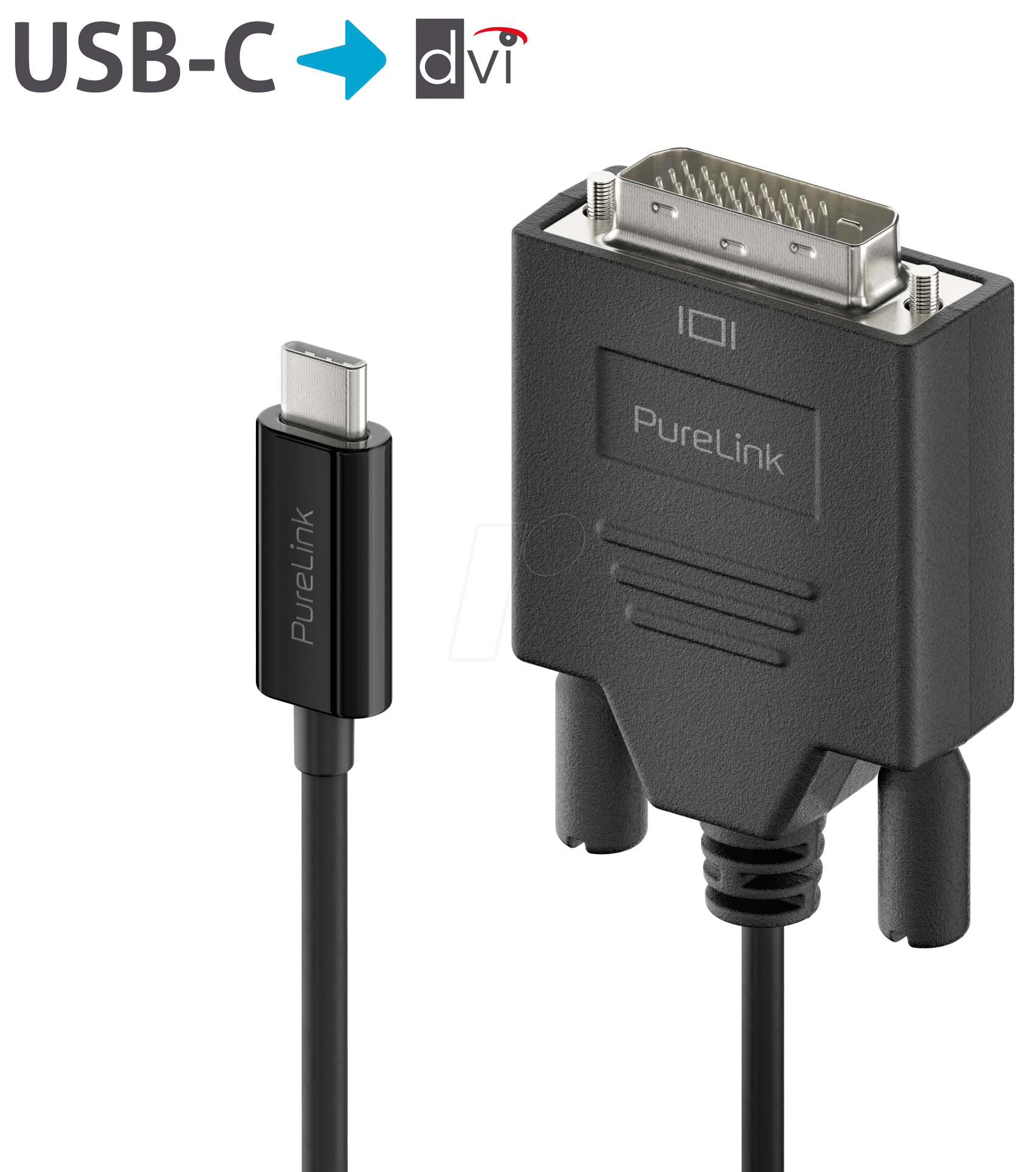 PURE IS2211-015 - Adapterkabel USB Type-C > DVI, WUXGA, schwarz, 1,5 m
