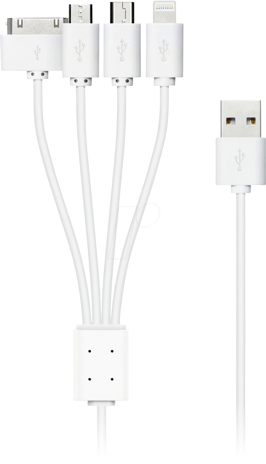 XLAYER 214251 - Ladekabel, USB-A -> Mini, Micro, Lightning, 30 Pin, 38 cm