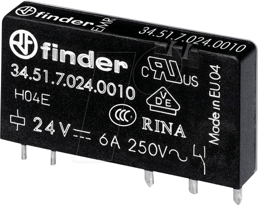 Thumbnail - FIN 34.51.7 48V - Relais, Single-In-Line, 1x UM, 250V/6A, 48V