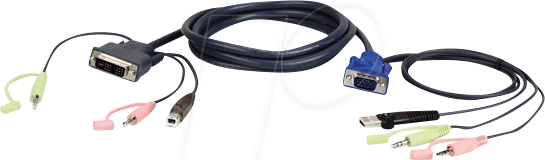 ATEN 2L-7DX2U - KVM Kabel, VGA, DVI, Audio, USB, 1,8 m