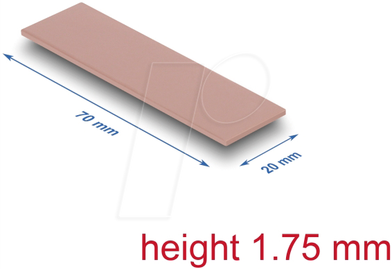 DELOCK 18480 - Wärmeleitpad, 3,0 W/mk, 70 x 20 x 1,75 mm, Silikonfrei