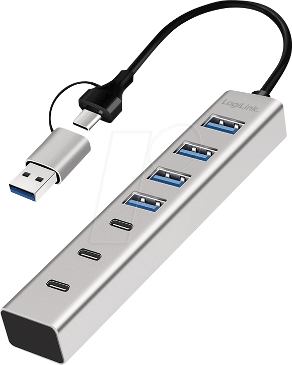 LOGILINK UA0442 - USB 3.0 Hub, 4x USB-A, 3x USB-C