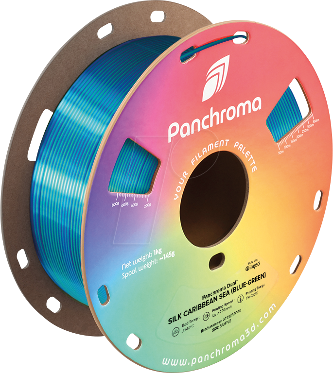 POLYMAKER CA3025 - Filament, Panchroma PLA, Dual Silk Caribbean Sea, 1,75 mm, 1 kg