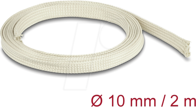 DELOCK 20893 - Geflechtschlauch aus Nomex Fasern 2 m x 10 mm weiß