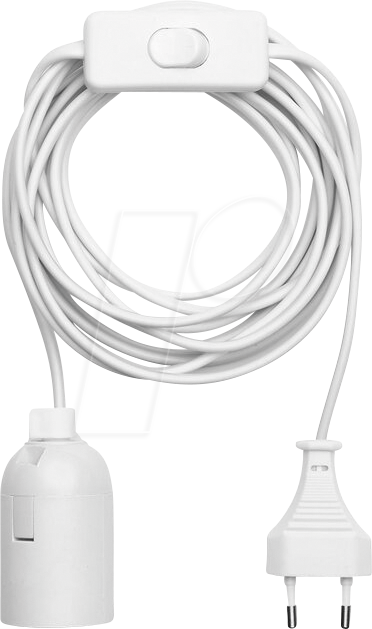 LM 9802W - Lampenfassung E27 mit Schalter, 3,5m Kabel Stecker, weiß