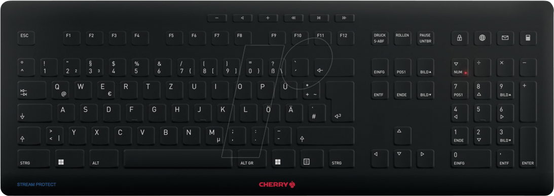 Thumbnail - JK-8552DE-2 - Funk-Tastatur, USB, schwarz, mit Schutzmembran, DE