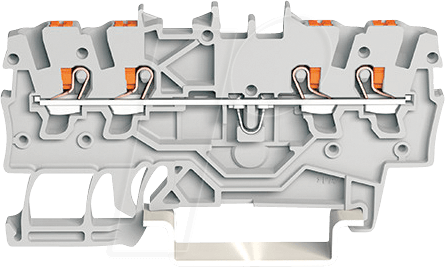 WAGO 2200-1401 - 4-Leiter-Durchgangsklemme, mit Drücker 1 mm², grau