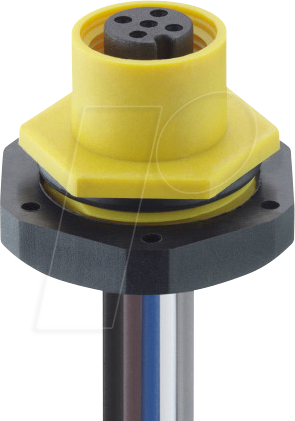 LUT 1220-05-102 - Einbaukupplung, M12, 5 pol, A-kodiert, IP67, gelb