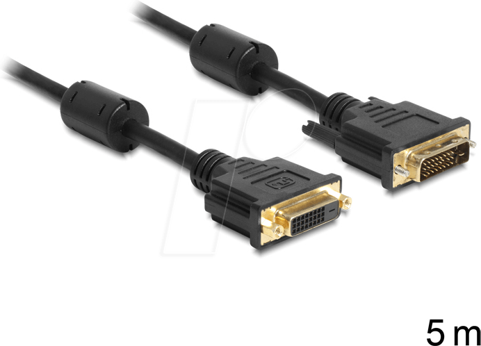 DELOCK 83188 - DVI Verlängerung DVI 24+1 Stecker auf Buchse, Dual Link, 5 m
