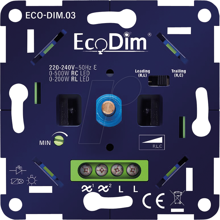 ECO-DIM.03 - LED-Dimmer, universal, 0-500 W, Phasen an- und abschnitt (RLC)