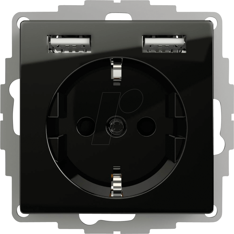 2USB ICP SW - 2USB inCharge PRO - Schwarz, USB Steckdose