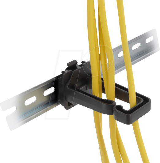 DELOCK 90769 - Kabelbügel 70 x 24 mm mit Montageplatte zur DIN-Schiene schwarz