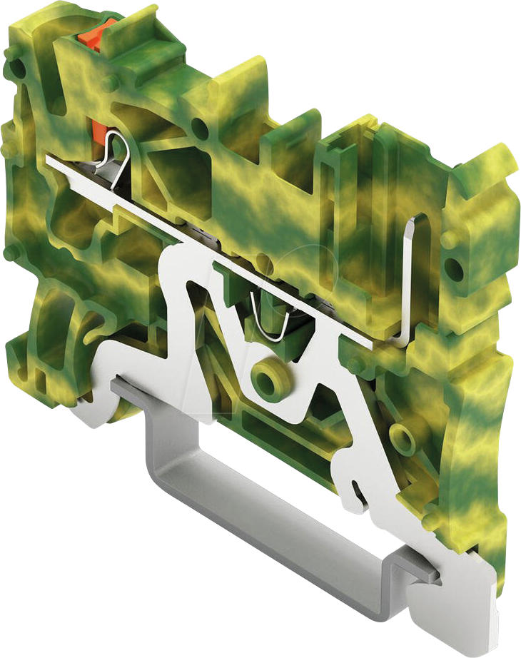 WAGO 2222-1207 - 1-Leiter/1-Pin-Basisklemme, mit Drücker, 2,5 mm², grün-gelb