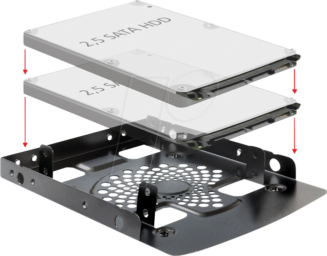DELOCK 18198 - Einbaurahmen 3.5'' > 2 x 2.5'' HDD