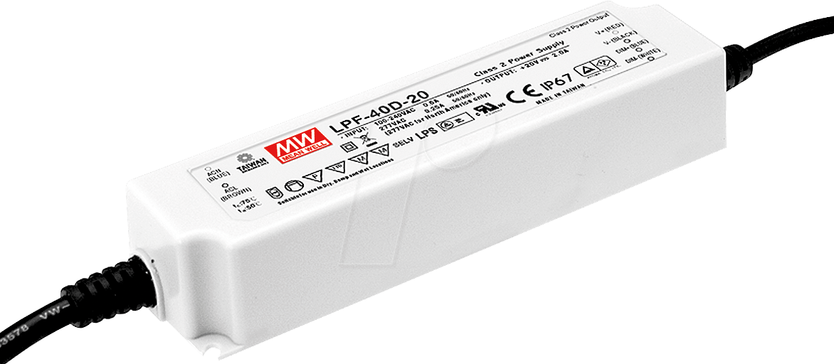 MW LPF-40-24 - LED-Trafo, 40 W, 24 V DC, 1670 mA