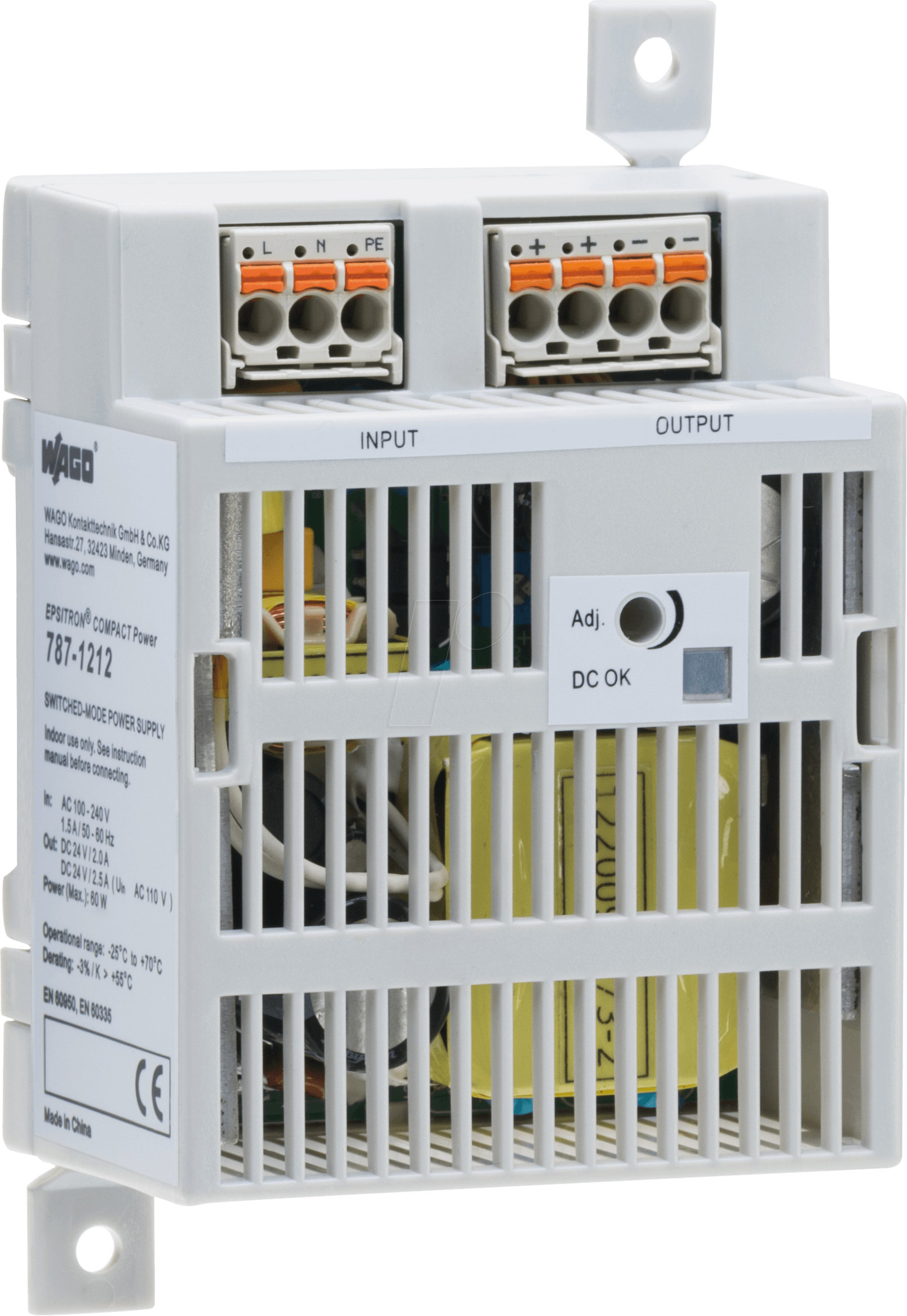 Thumbnail - WAGO 787-1212 - Schaltnetzteil, Hutschiene, 60 W, 24 V, 2,5 A