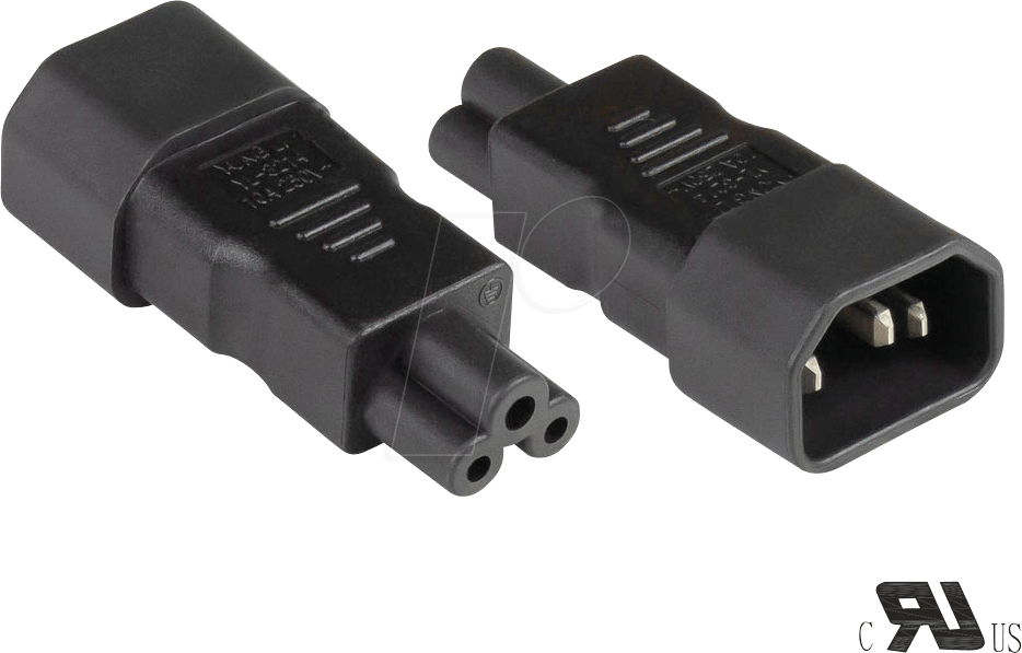 GC PA-1405S - Netzadapter, Kleeblatt-Kabelkupplung, C14, C5, schwarz