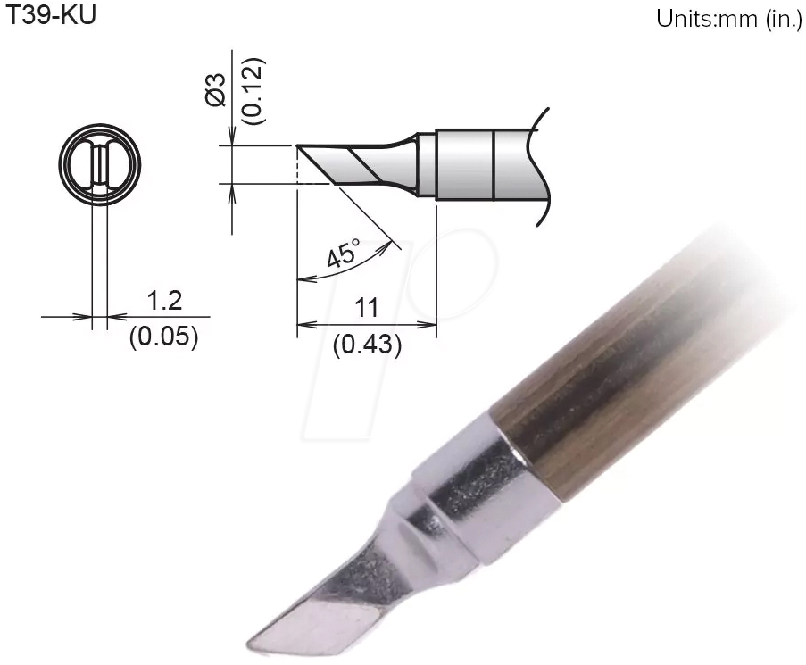 HAK T39-KU - Aktiv-Lötspitze T39-KU, 3,0 mm, messer