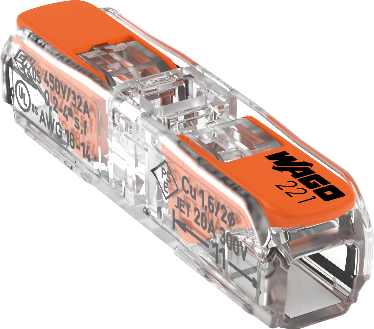 WAGO 221-2411 - Durchgangsverbinder max. 4 mm², 2 Leiter