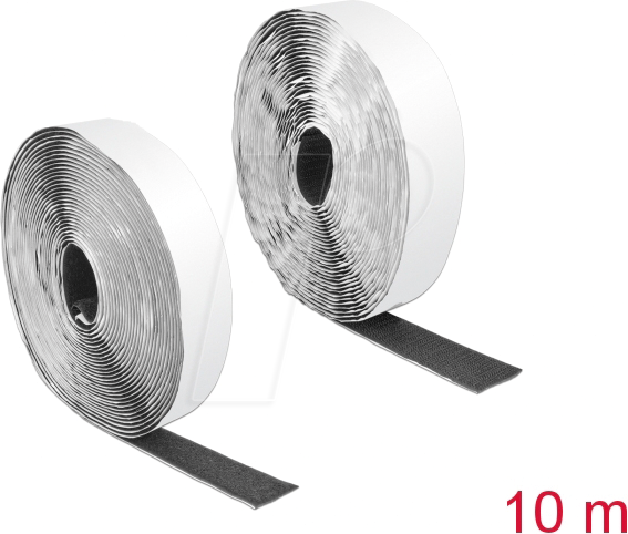 DELOCK 19081 - Klettband, selbstklebend, 10 m x B 25 mm, schwarz