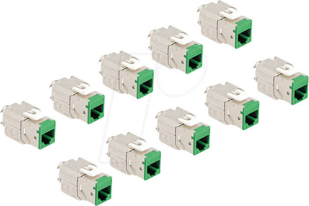 DELOCK 88116 - Keystone Modul RJ45 Buchse zu LSA Cat.6A grün 10 Stück