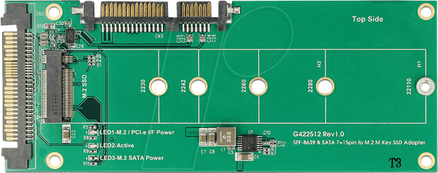 DELOCK 62864 - Konverter SATA 22 Pin + U.2 SFF-8639 > M.2 Key M