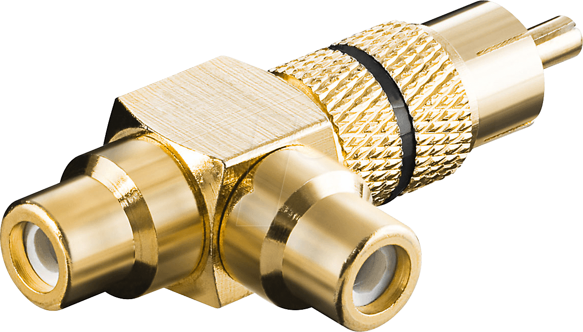 CS-2B SW - Cinch Stecker auf 2x Cinch Buchse, vergoldet