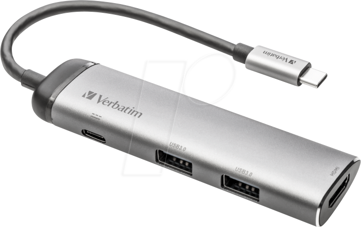 Thumbnail - VERBATIM 49140 - USB 3.0 Hub 4 Port, USB-C zu 2x USB-A, 1x HDMI, 1x PD