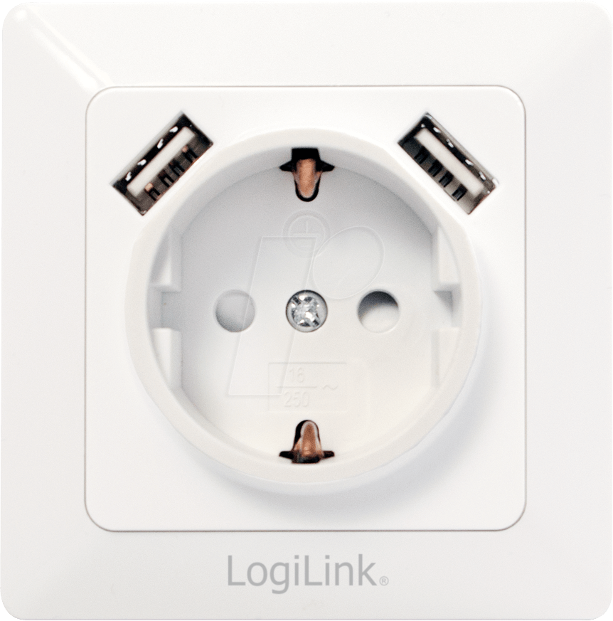 LOGILINK PA0162 - Unterputz-Steckdose mit 2 USB Ladebuchsen