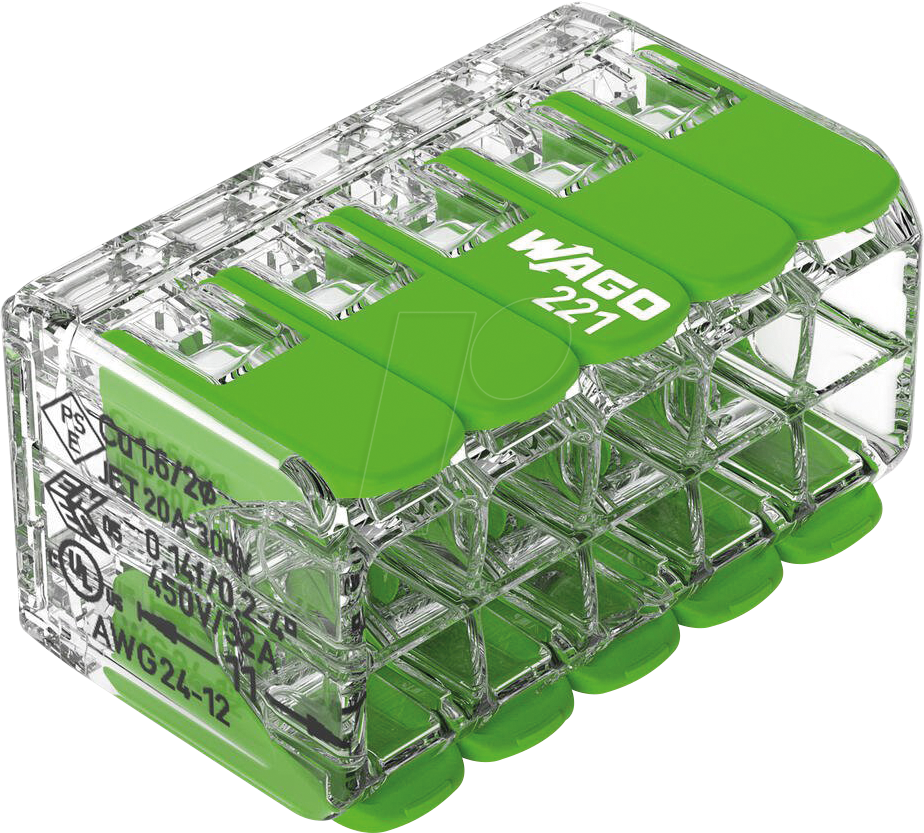 WAGO 221-430 - Verbindungsklemme, 4 mm², 10-Leiter, Green-Range