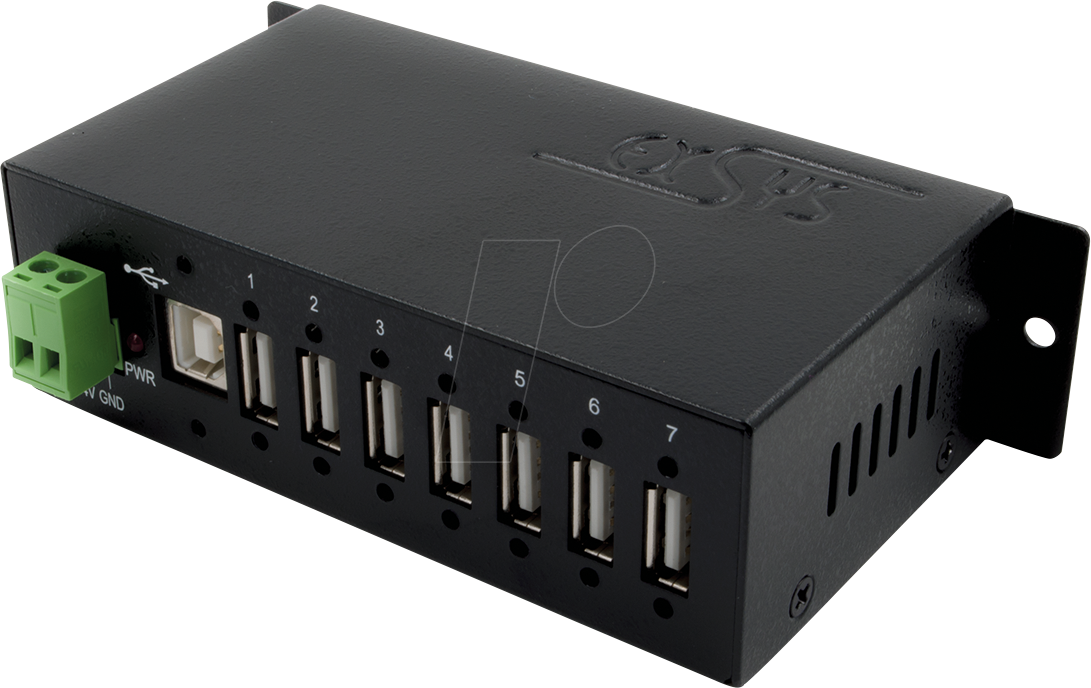 EXSYS EX1177HMVS - USB 2.0 7-Port Industrie-Hub, 15kV ESD, Din-Rail