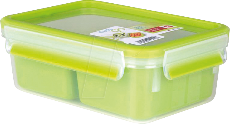EMSA 518102 - EMSA Lunchbox CLIP & GO transparent, grün 0,55 l