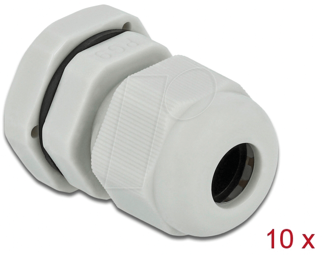 DELOCK 60195 - Kabelverschraubung, PG9, grau, 10er-Pack