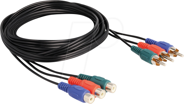 DELOCK 85390 - Cinch RGB Videokabel 3 x Stecker zu 3 x Buchse 1 m