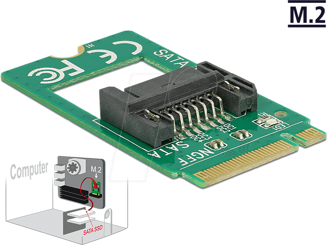 Thumbnail - DELOCK 62876 - Adapter M.2 Key B Stecker > SATA 7 Pin