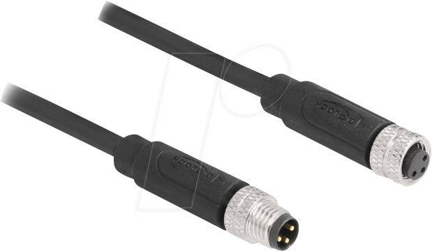 DELOCK 80139 - M8 3 Pin Kabel A-kodiert Stecker / Buchse, 2 m
