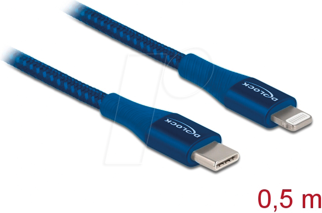 DELOCK 85415 - Sync- & Ladekabel, USB-C -> Lightning�™ Stecker, Mfi, 0,5 m, bla