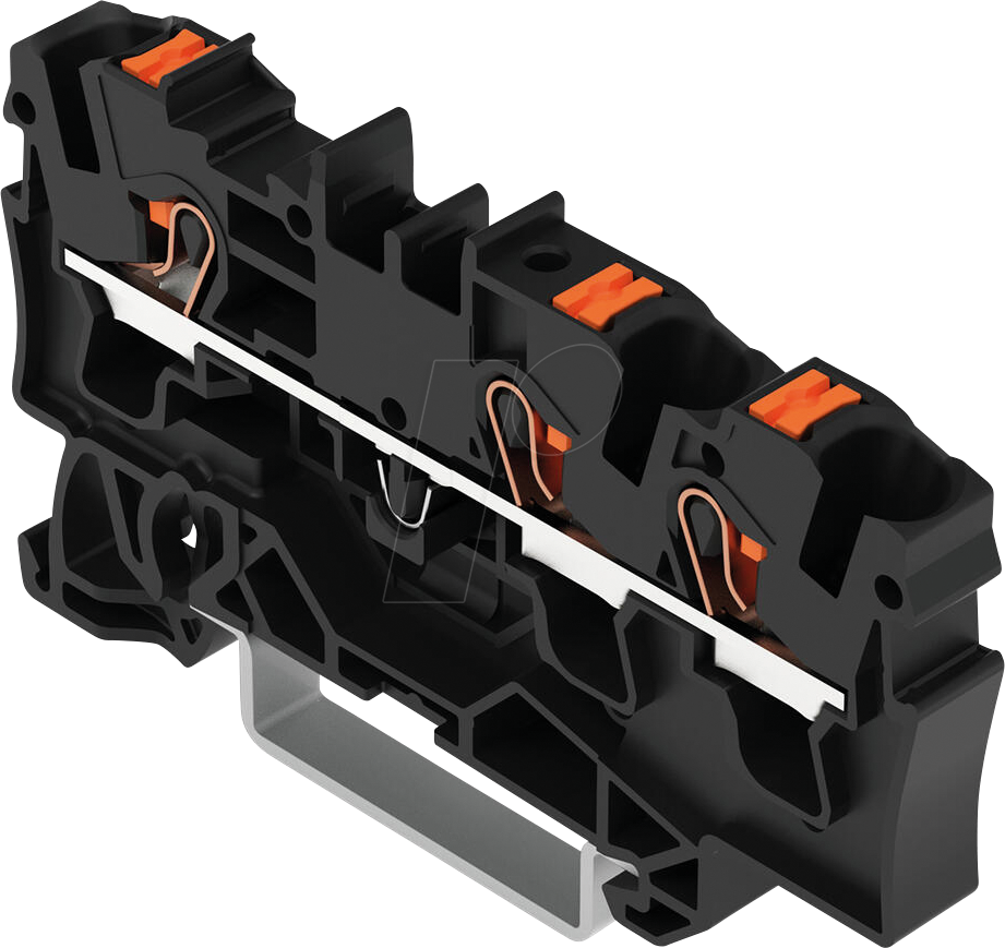 WAGO 2204-1305 - 3-Leiter-Durchgangsklemme, mit Drücker 4 mm², schwarz