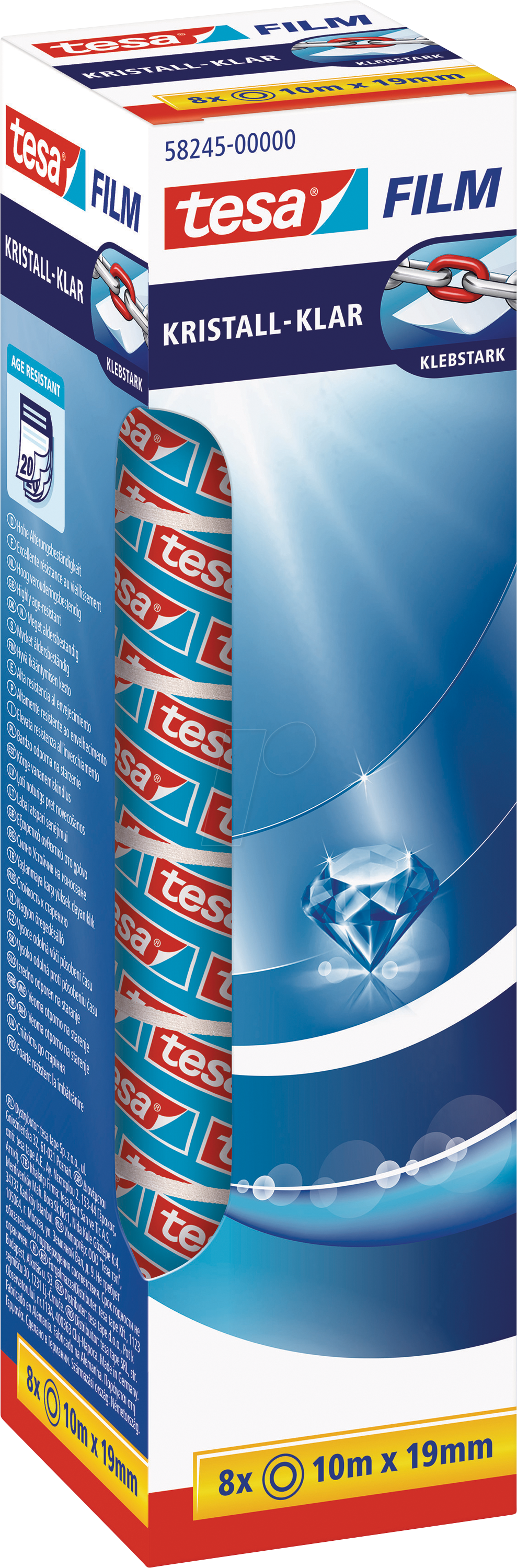 TESA 58245 - tesafilm® kristall-klar, 10 m x 19 mm, 8 Rollen
