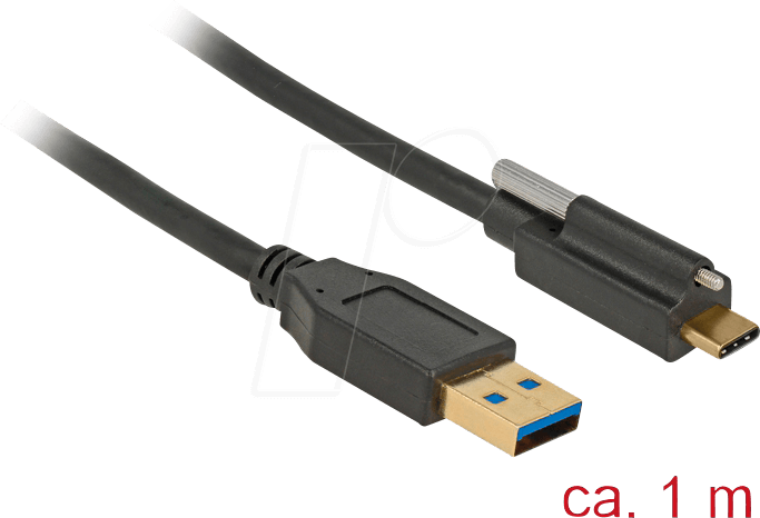 DELOCK 83717 - USB 10 Gb/s Kabel, A Stecker auf C Stecker, Schraube oben, 1 m