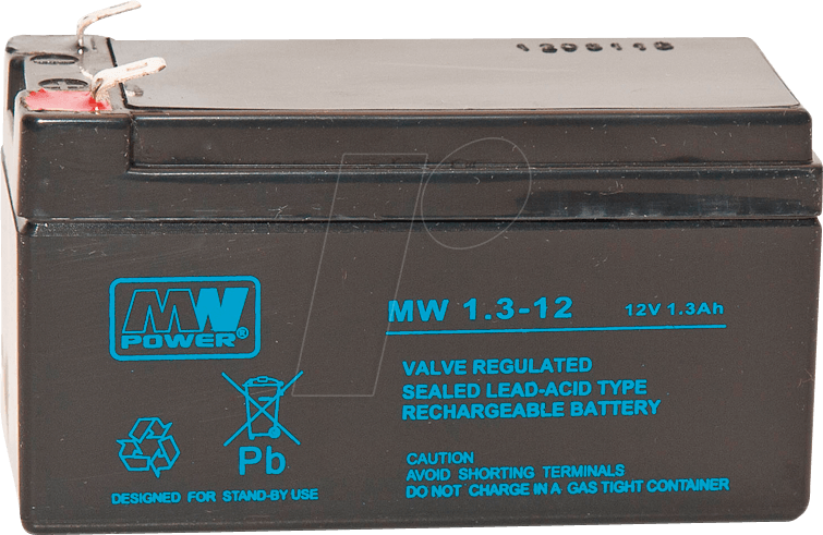 MW 1,3-12 - Blei-Vlies-Akku, 12 V, 1,3 Ah