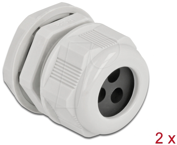 DELOCK 60378 - Kabelverschraubung PG21 für 3x Rundkabel, gr, 2 Stk