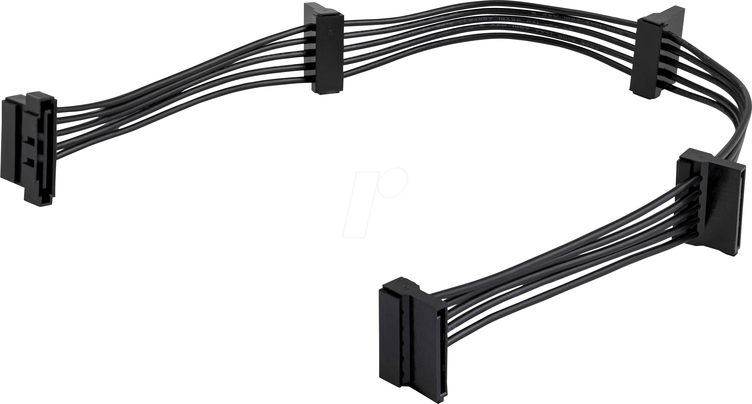 ST PYO4SATA - 4x 15-pin SATA Splitterkabel, 40 cm, schwarz