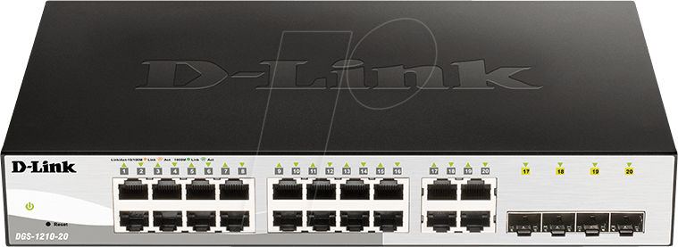 D-LINK DGS12102E - Switch, 20-Port, Gigabit Ethernet, 4x RJ45/SFP