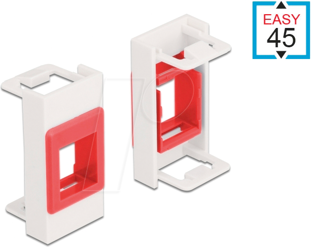 Thumbnail - DELOCK 81355 - Easy 45 Modul Keystone Halterung 22,5 x 45 mm, weiß / rot