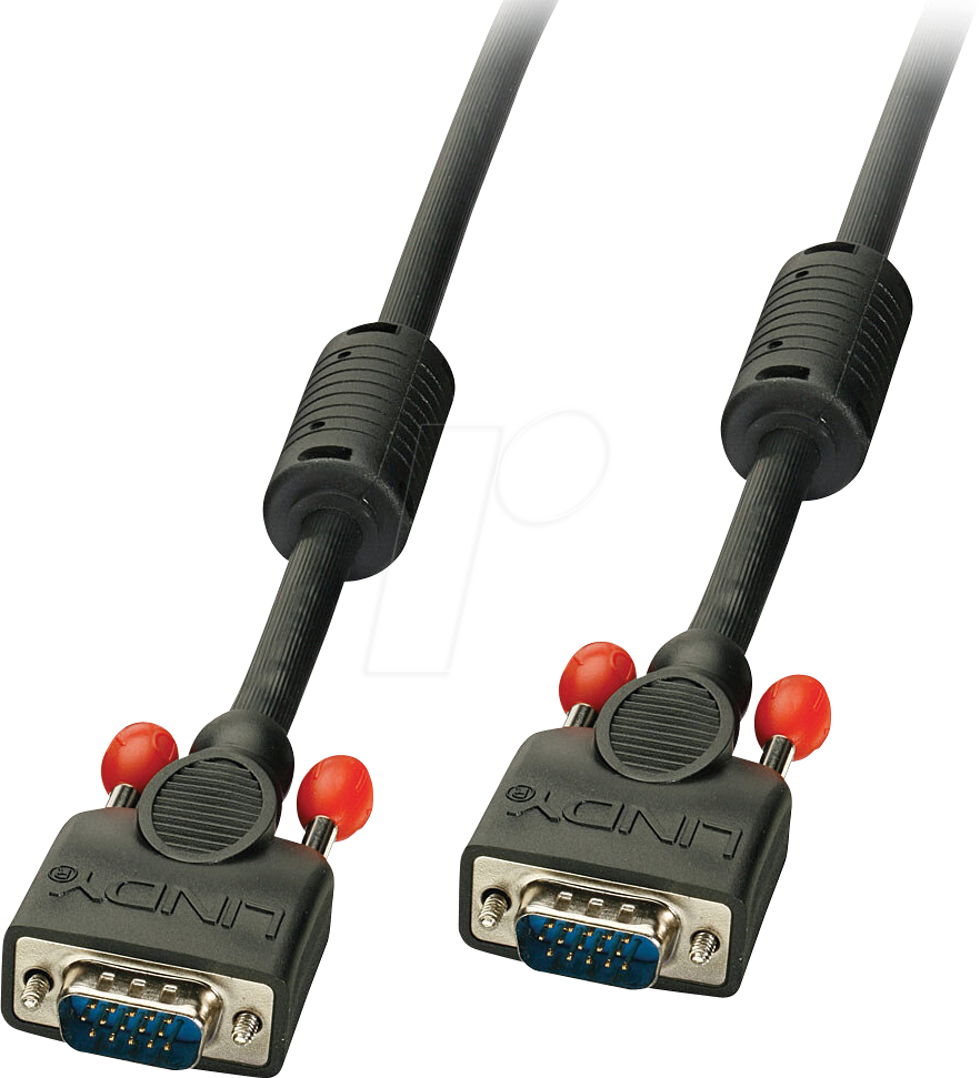 LINDY 36371 - VGA Kabel 15-pol Stecker, 2x Ferrrit, 0,5 m