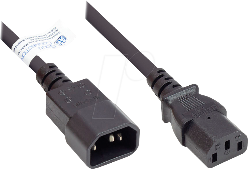 GC P1430-S005 - Kaltgeräteverlängerung C14 auf C13 , schwarz, 0,75 mm², 0,5 m