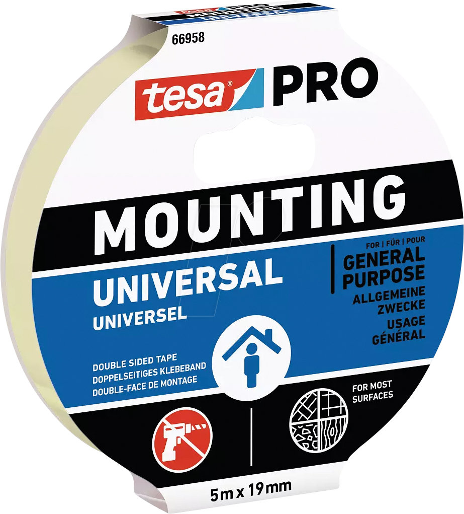 TESA 66958 - Montageband tesa PRO Universal, 5 m x 19 mm, weiß