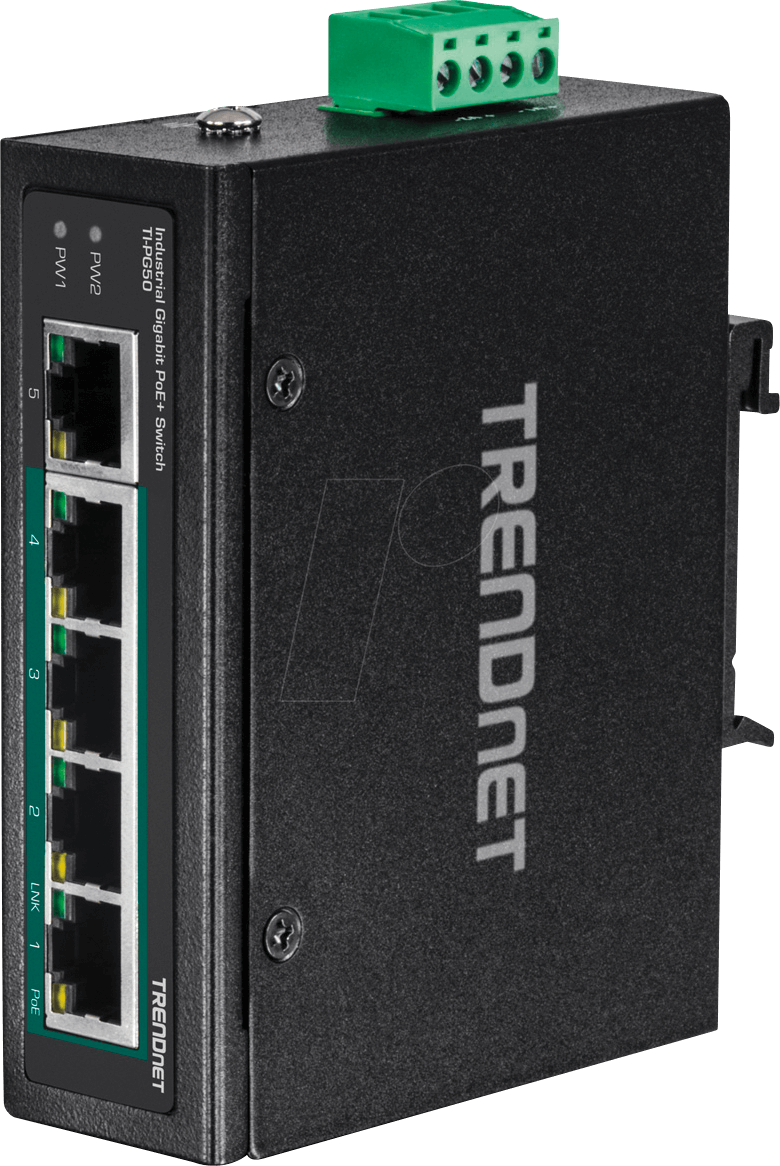 Thumbnail - TRN TI-PG50 - Switch, 5-Port, Gigabit Ethernet, PoE+